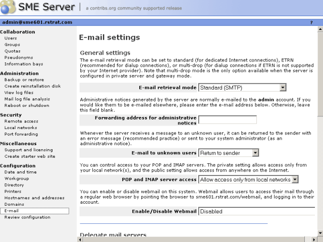 E-mail Retrieval web panel