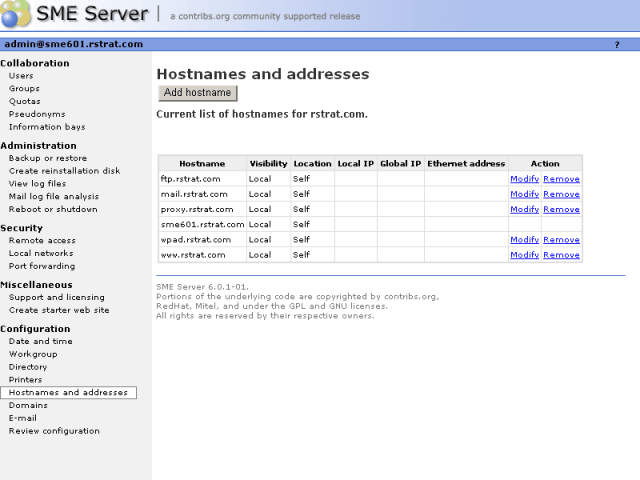 Creating a host entry