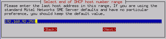 Selecting end of DHCP range