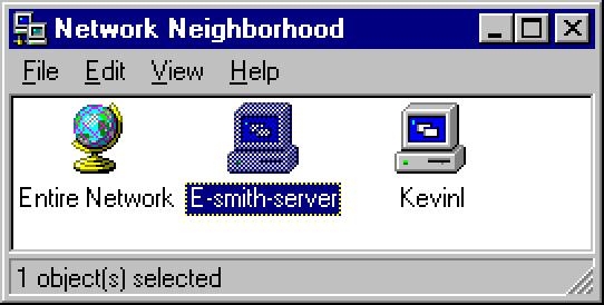 A view of Windows Network Neighborhood
